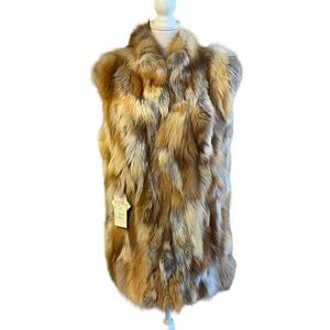 Natural Red Fox Fur Sections Vest Mary McFadden Size XS Genuine Fur Womens NWT